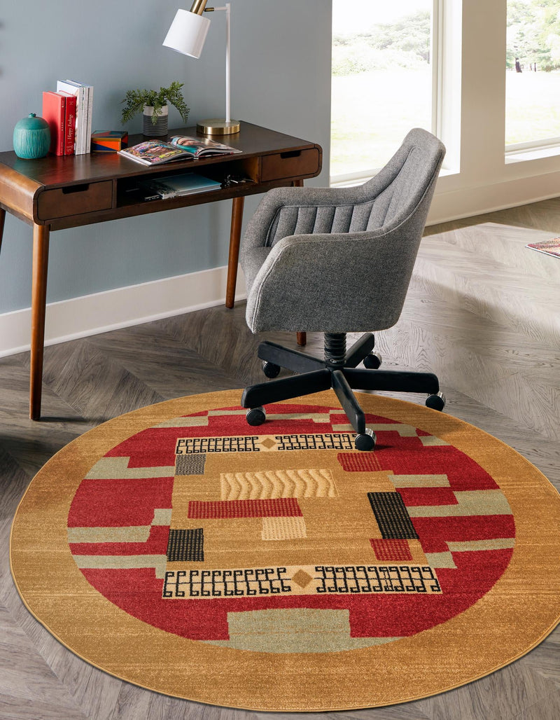 Zagros Oasis Collection Area Rug -  Izeh Round Rust Red  lifestyle 36