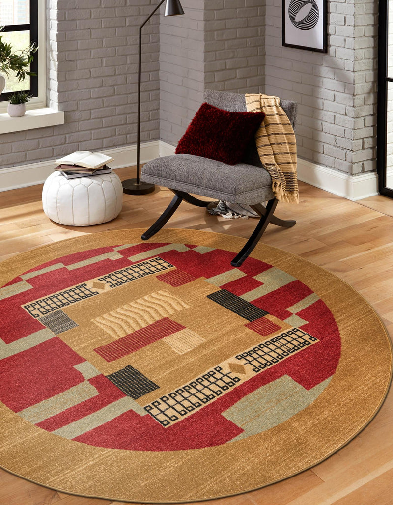 Zagros Oasis Collection Area Rug -  Izeh Round Rust Red  lifestyle 40