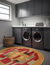 Zagros Oasis Collection Area Rug -  Izeh Round Rust Red  lifestyle 52