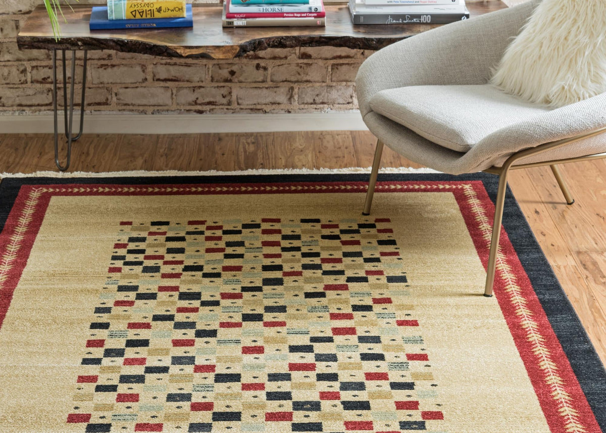 Zagros Oasis Collection Area Rug -  Sanandaj Rectangle Beige  lifestyle 6