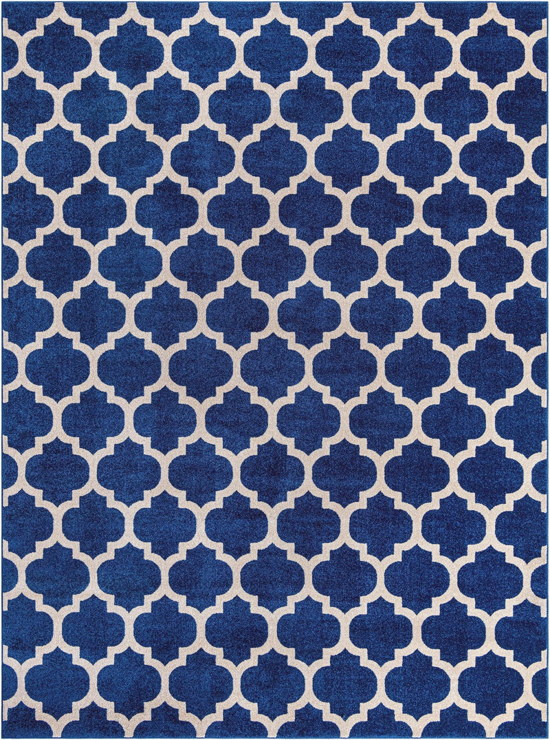 Lattice Gardens Collection Area Rug -  Bloomfield (Dark Blue) Rectangle Dark Blue Main