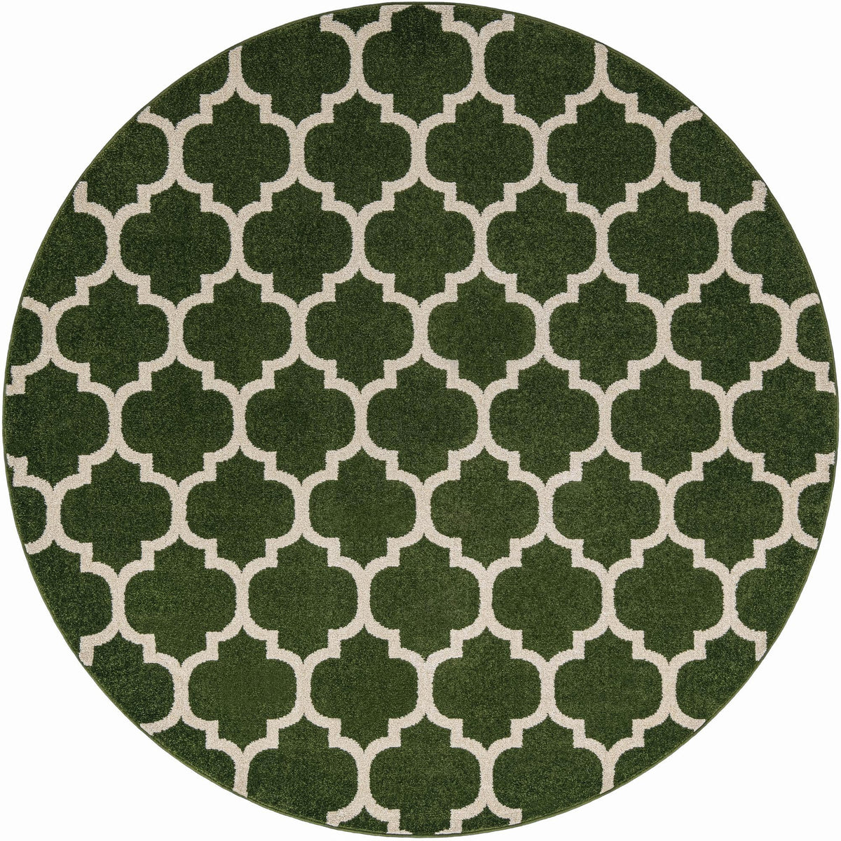 Lattice Gardens Collection Area Rug -  Bloomfield (Dark Green) Round Dark Green  lifestyle 23