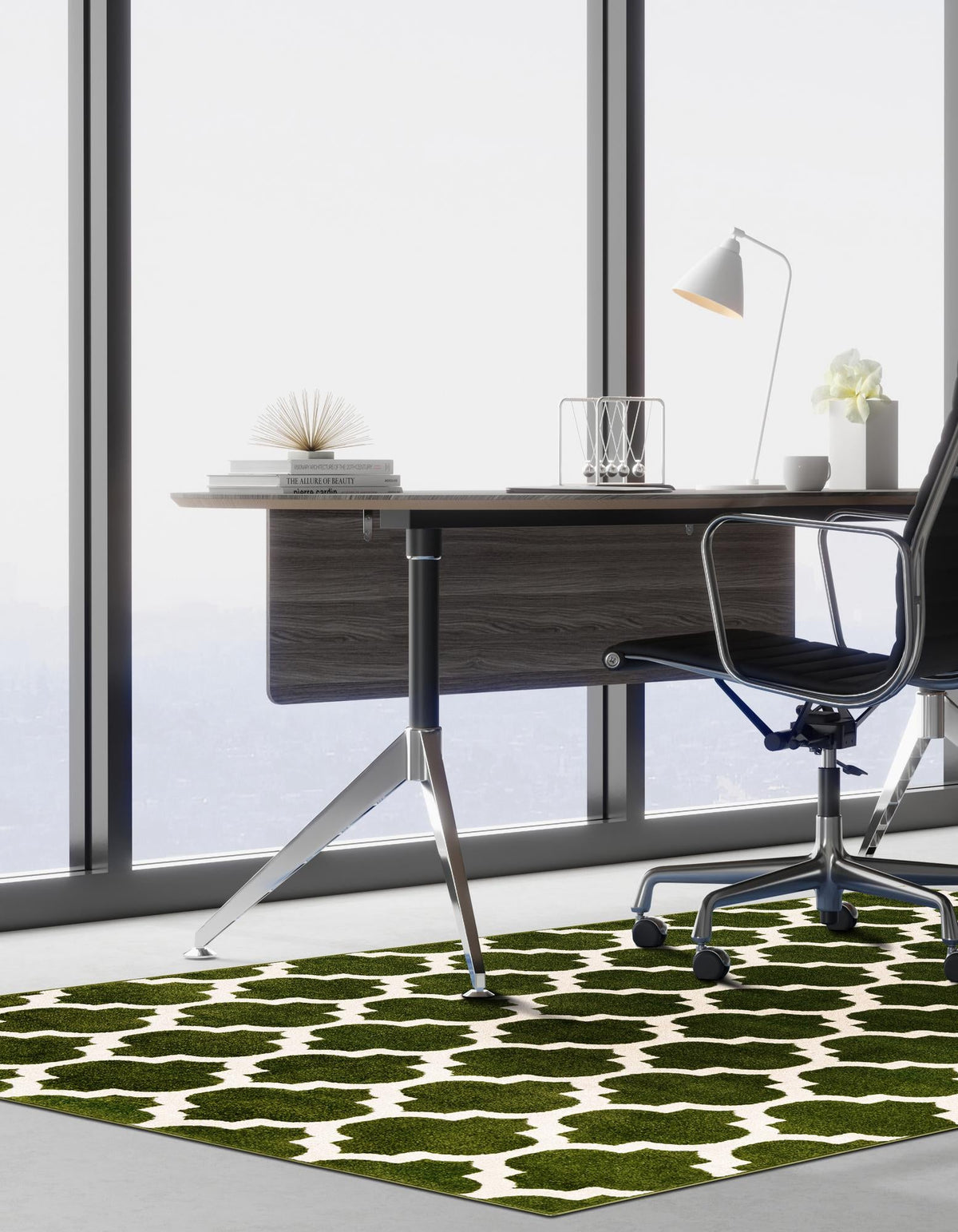 Lattice Gardens Collection Area Rug -  Bloomfield (Dark Green) Rectangle Dark Green  lifestyle 4