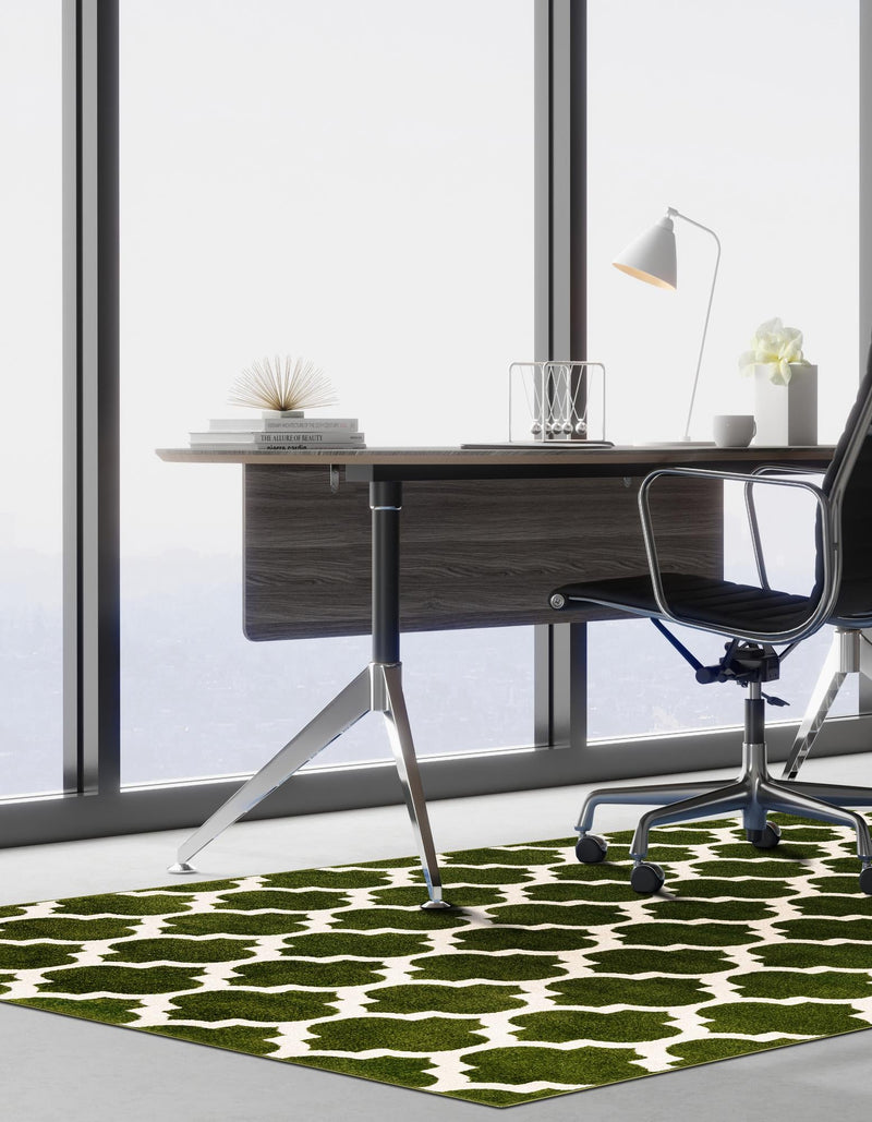 Lattice Gardens Collection Area Rug -  Bloomfield (Dark Green) Rectangle Dark Green  lifestyle 4