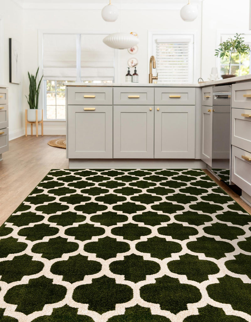 Lattice Gardens Collection Area Rug -  Bloomfield (Dark Green) Rectangle Dark Green  lifestyle 5