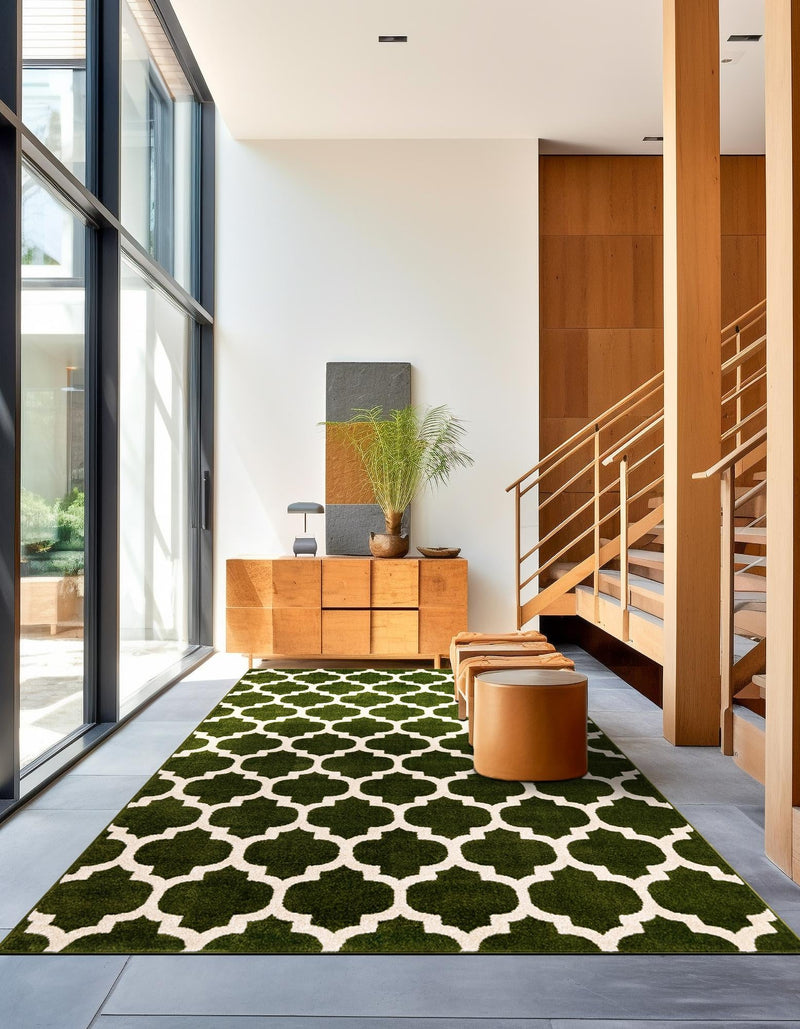 Lattice Gardens Collection Area Rug -  Bloomfield (Dark Green) Rectangle Dark Green  lifestyle 7