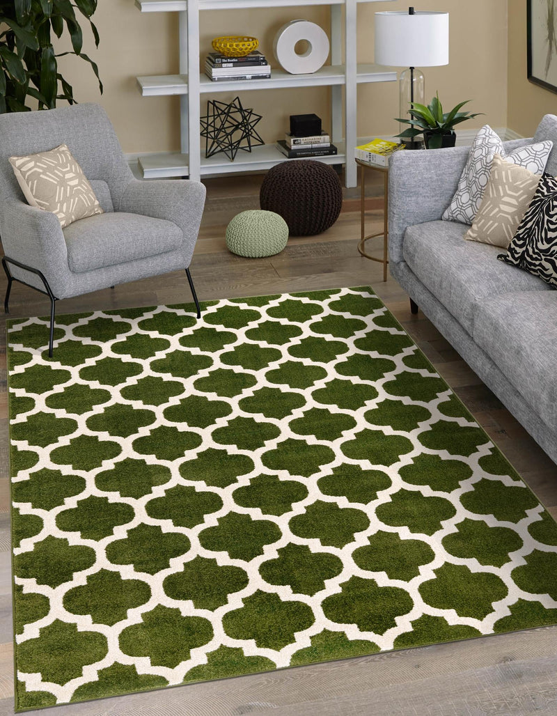 Lattice Gardens Collection Area Rug -  Bloomfield (Dark Green) Rectangle Dark Green  lifestyle 8