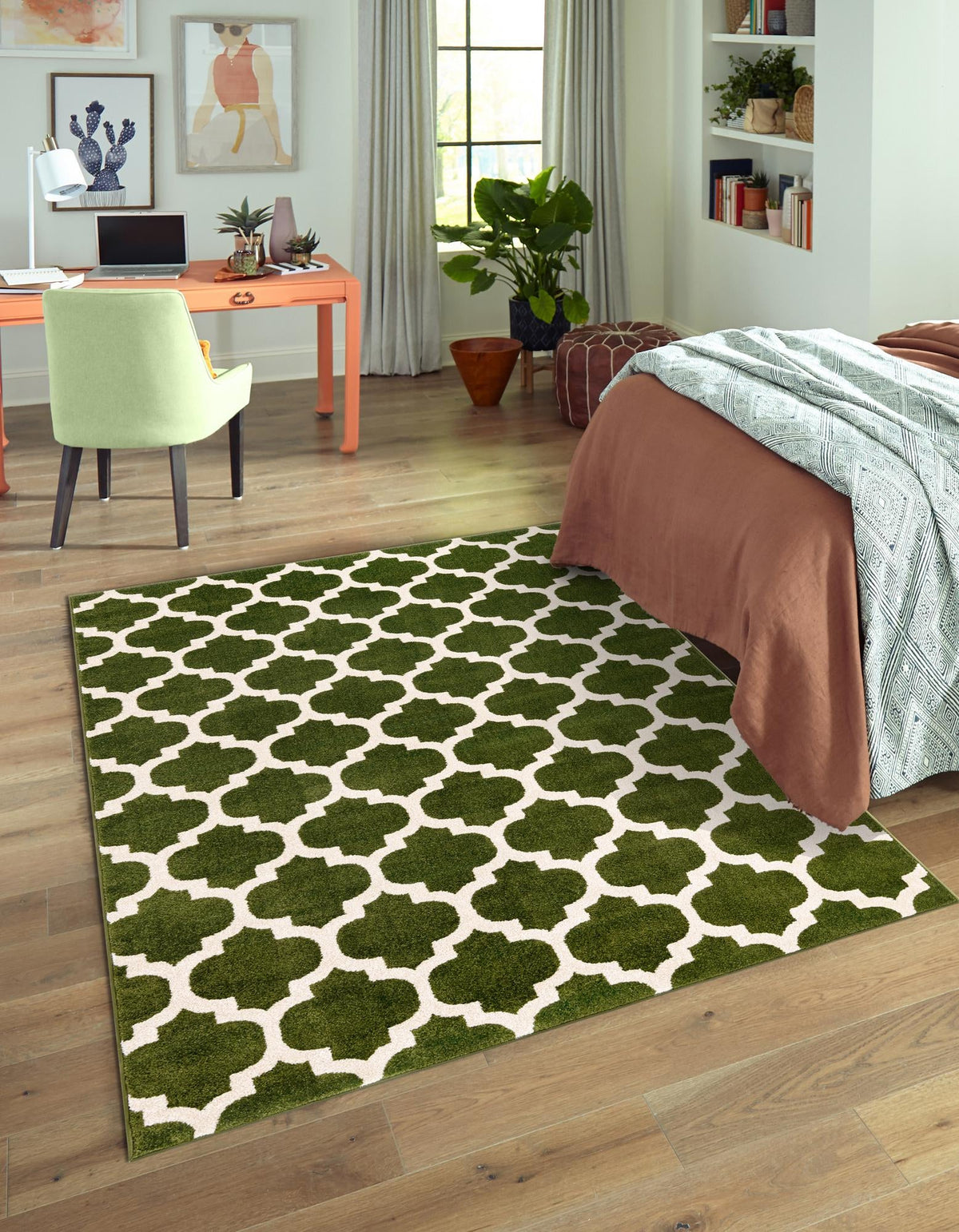 Lattice Gardens Collection Area Rug -  Bloomfield (Dark Green) Rectangle Dark Green  lifestyle 10