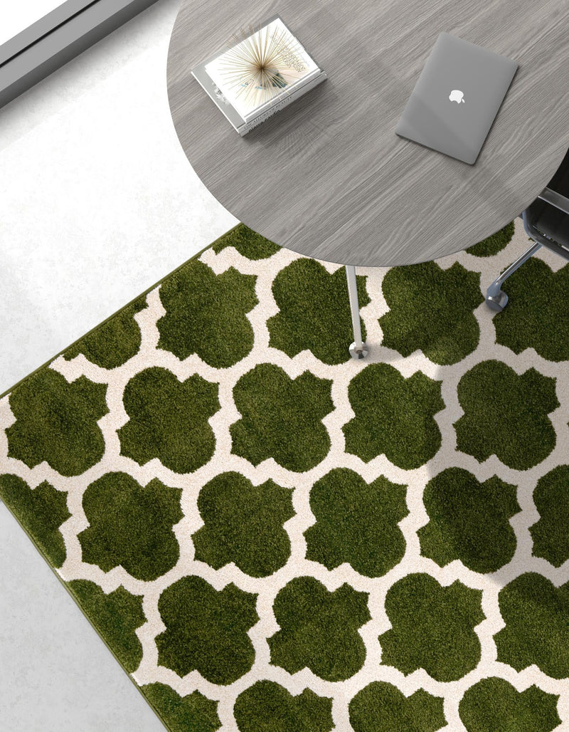 Lattice Gardens Collection Area Rug -  Bloomfield (Dark Green) Rectangle Dark Green  lifestyle 11