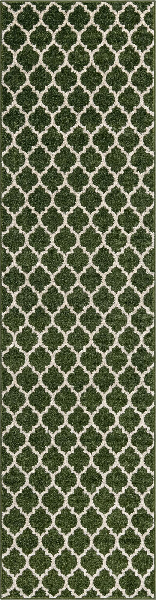 Lattice Gardens Collection Area Rug -  Bloomfield (Dark Green) Runner Dark Green  lifestyle 24