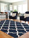 Lattice Gardens Collection Area Rug -  Floratown Rectangle Navy Blue  lifestyle 4