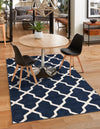 Lattice Gardens Collection Area Rug -  Floratown Rectangle Navy Blue  lifestyle 10