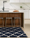 Lattice Gardens Collection Area Rug -  Floratown Rectangle Navy Blue  lifestyle 11