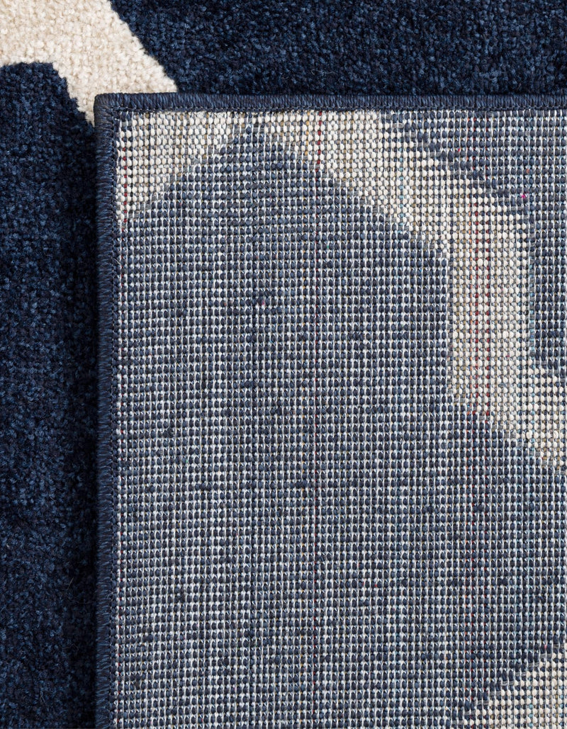 Lattice Gardens Collection Area Rug -  Floratown Rectangle Navy Blue  lifestyle 16
