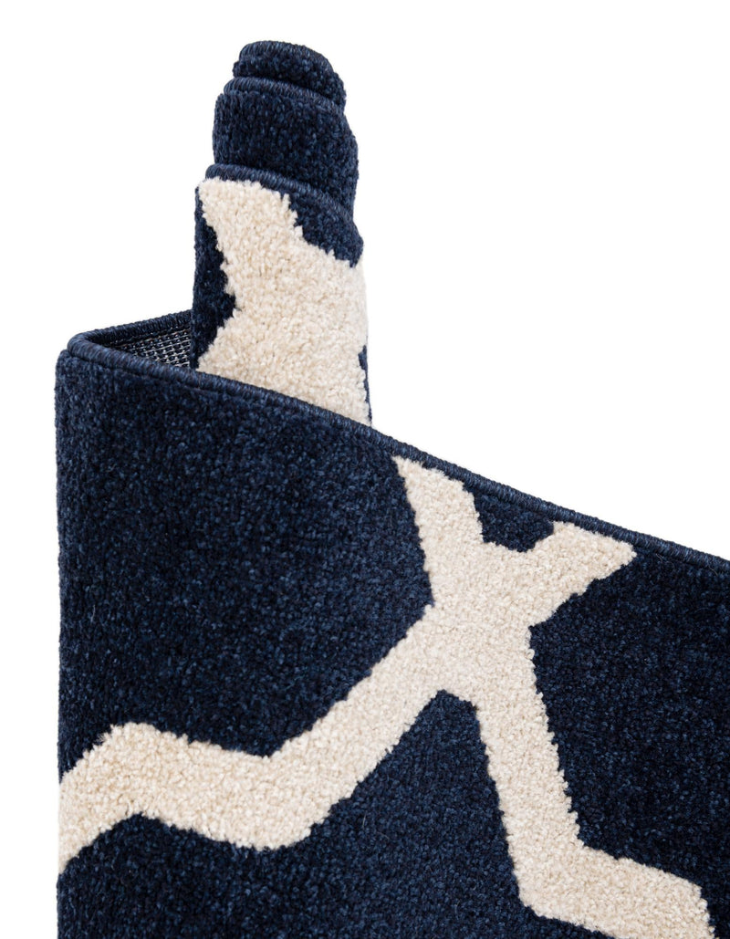 Lattice Gardens Collection Area Rug -  Floratown Rectangle Navy Blue  lifestyle 18