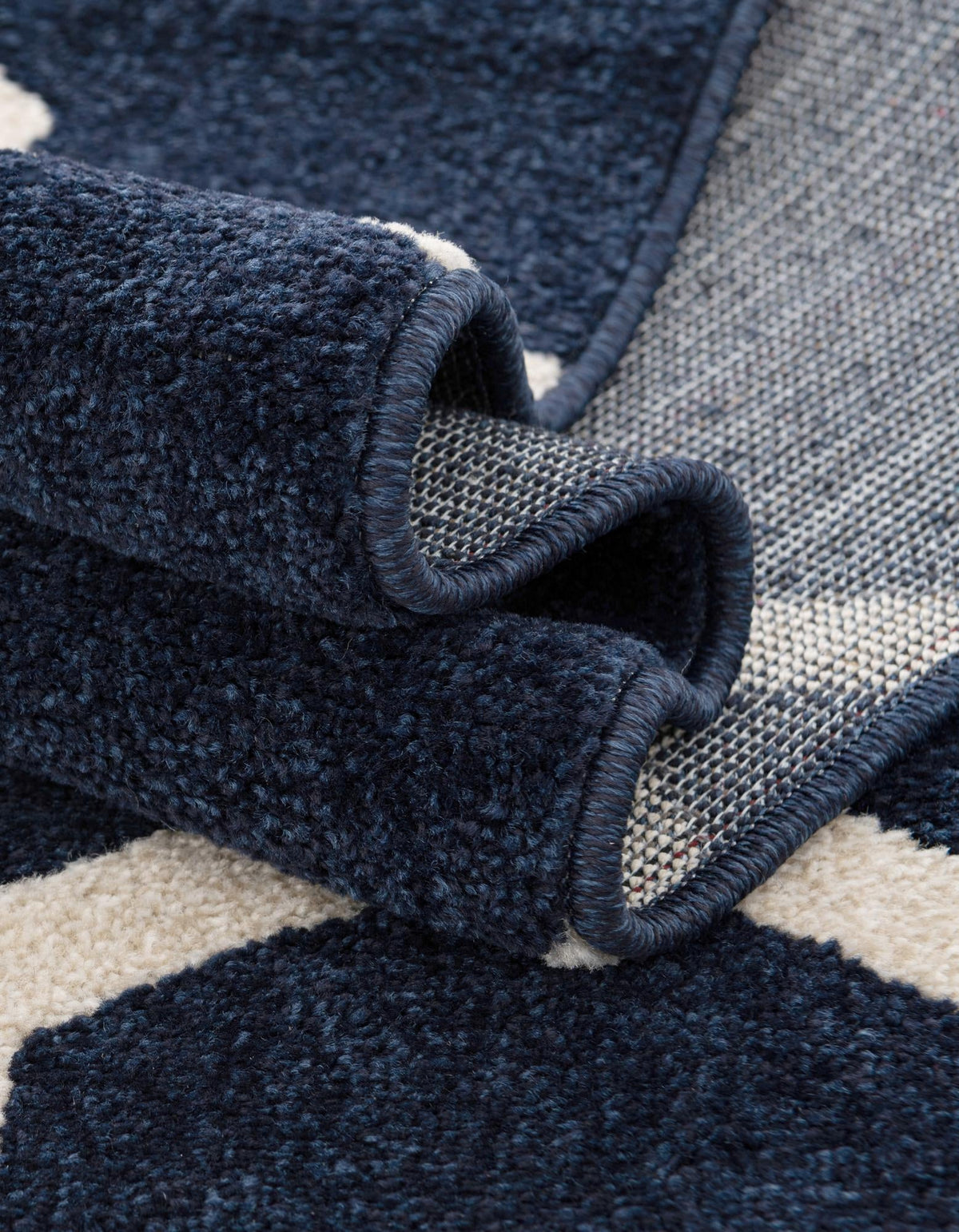 Lattice Gardens Collection Area Rug -  Floratown Rectangle Navy Blue  lifestyle 20