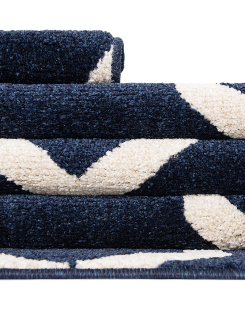 Lattice Gardens Collection Area Rug -  Floratown Rectangle Navy Blue  lifestyle 21