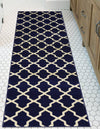 Lattice Gardens Collection Area Rug -  Floratown Runner Navy Blue  lifestyle 35