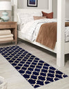 Lattice Gardens Collection Area Rug -  Floratown Runner Navy Blue  lifestyle 39