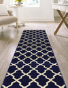 Lattice Gardens Collection Area Rug -  Floratown Runner Navy Blue  lifestyle 43