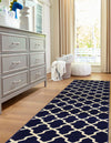 Lattice Gardens Collection Area Rug -  Floratown Runner Navy Blue  lifestyle 45