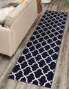 Lattice Gardens Collection Area Rug -  Floratown Runner Navy Blue  lifestyle 47