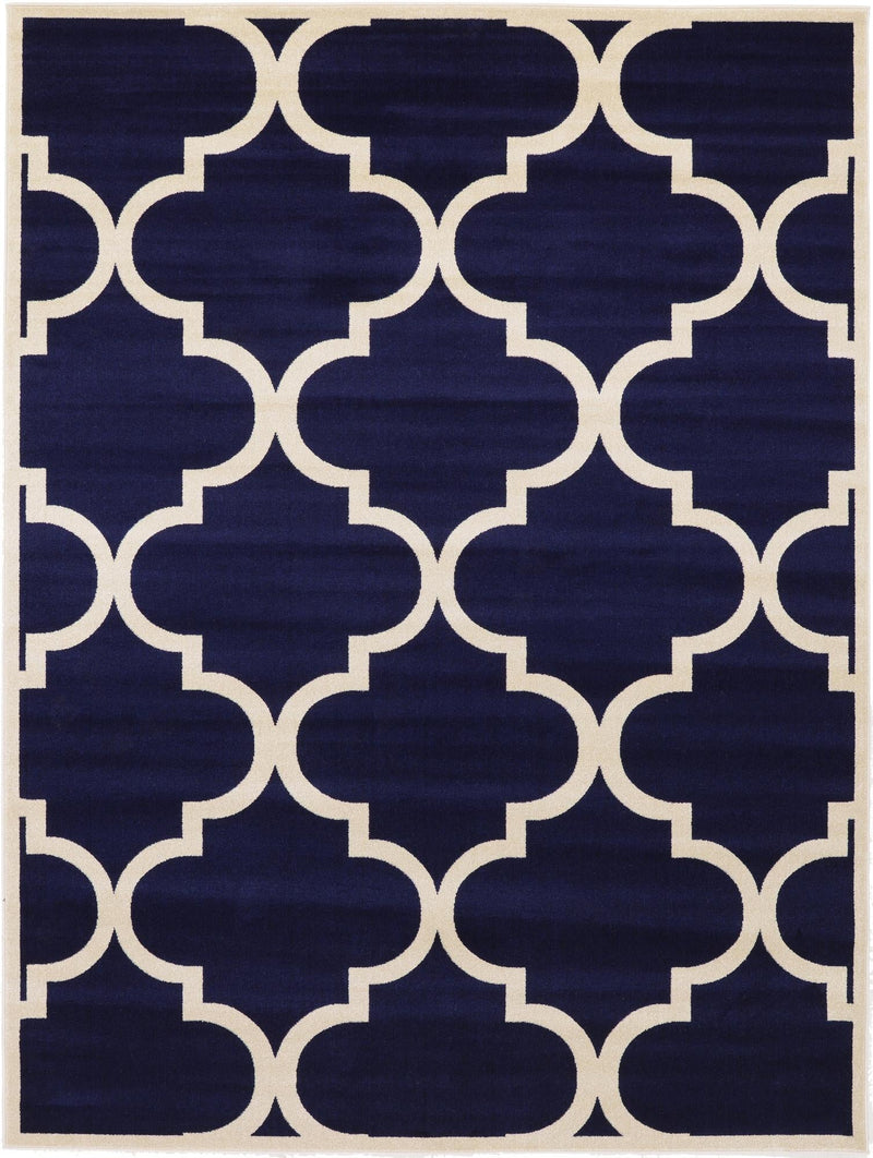 Lattice Gardens Collection Area Rug -  Espaliera Rectangle Navy Blue Main