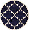 Lattice Gardens Collection Area Rug -  Espaliera Round Navy Blue  lifestyle 64