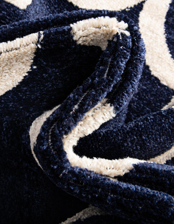 Lattice Gardens Collection Area Rug -  Espaliera Round Navy Blue  lifestyle 99