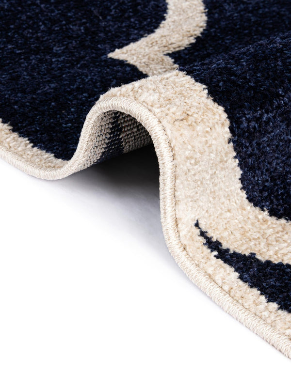 Lattice Gardens Collection Area Rug -  Espaliera Round Navy Blue  lifestyle 109