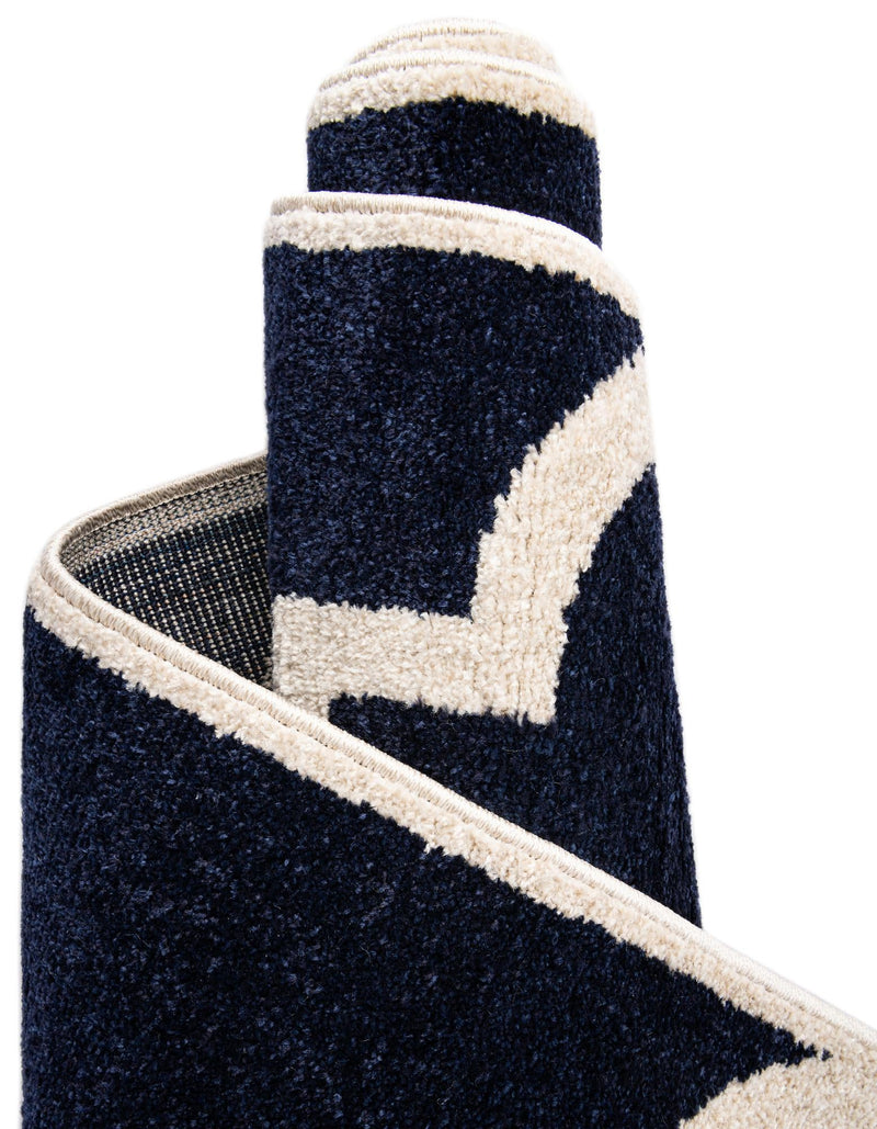 Lattice Gardens Collection Area Rug -  Espaliera Round Navy Blue  lifestyle 114