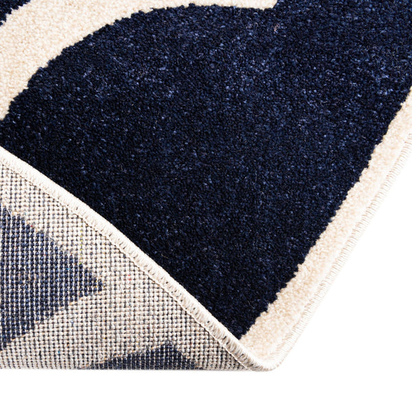 Lattice Gardens Collection Area Rug -  Espaliera Round Navy Blue  lifestyle 217