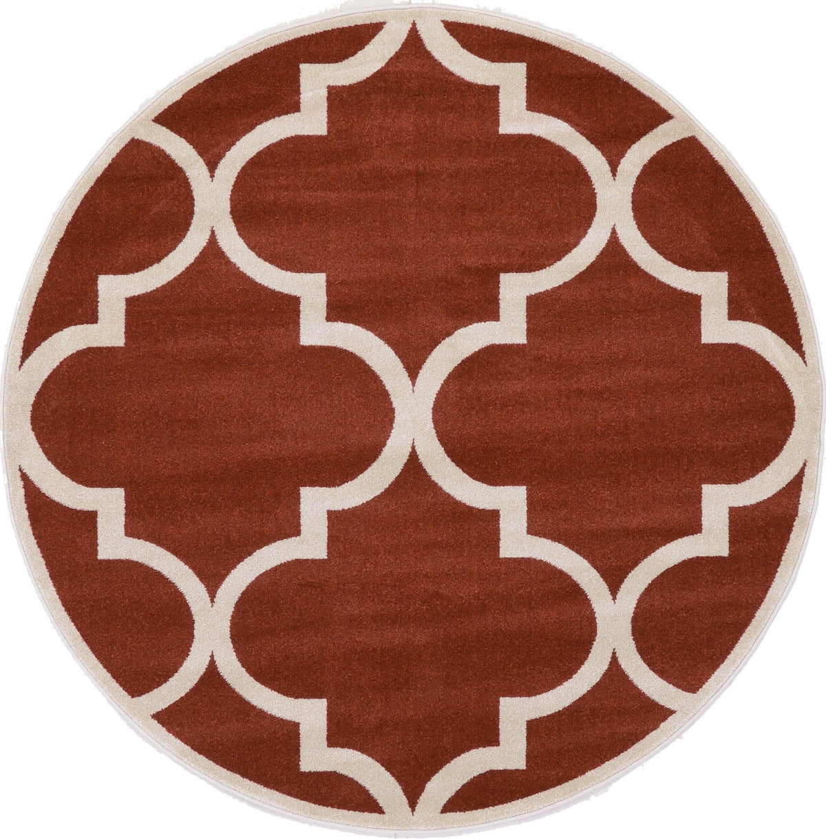 Lattice Gardens Collection Area Rug -  Espaliera Round Rust Red  lifestyle 128