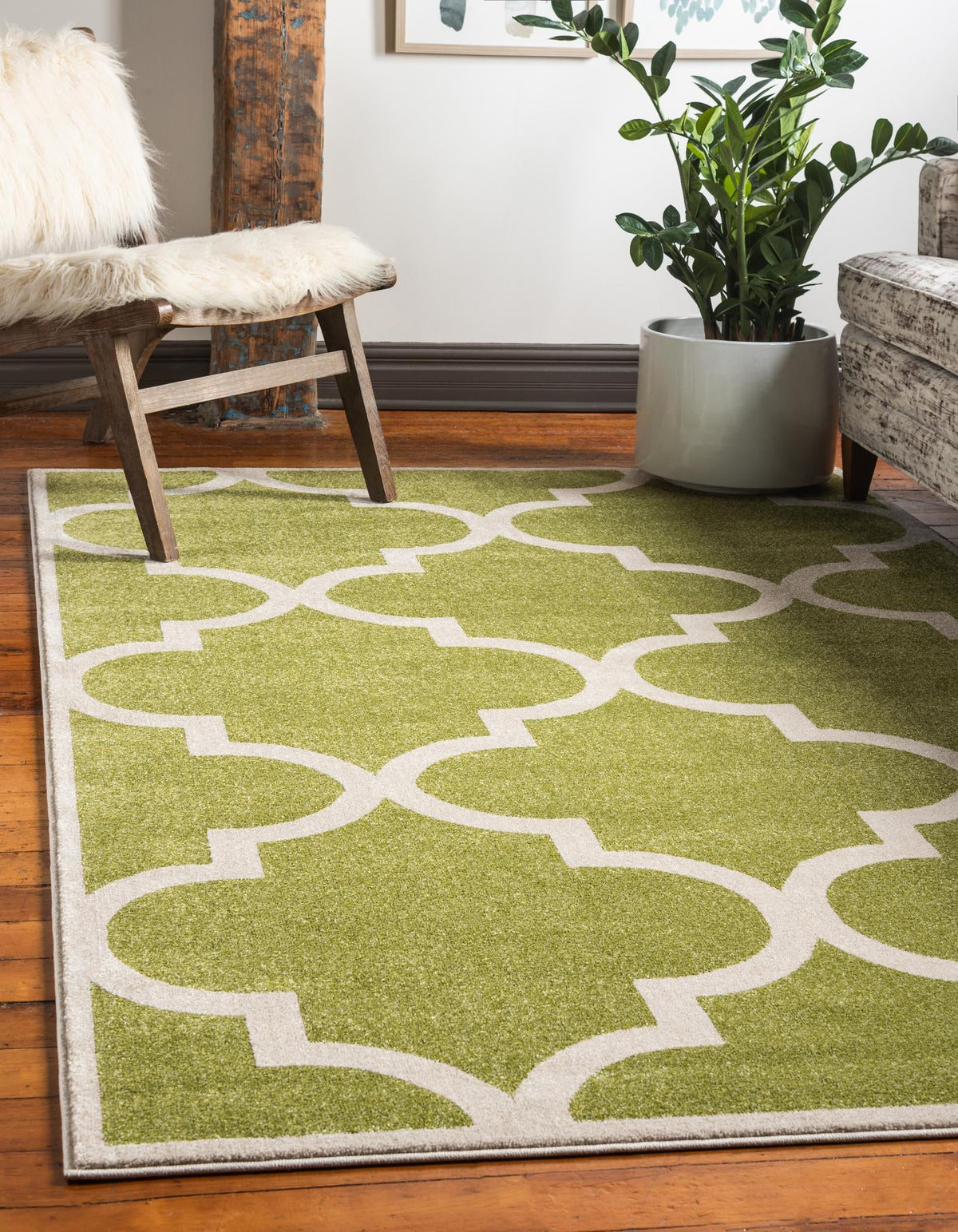 Lattice Gardens Collection Area Rug -  Espaliera Rectangle Green  lifestyle 11