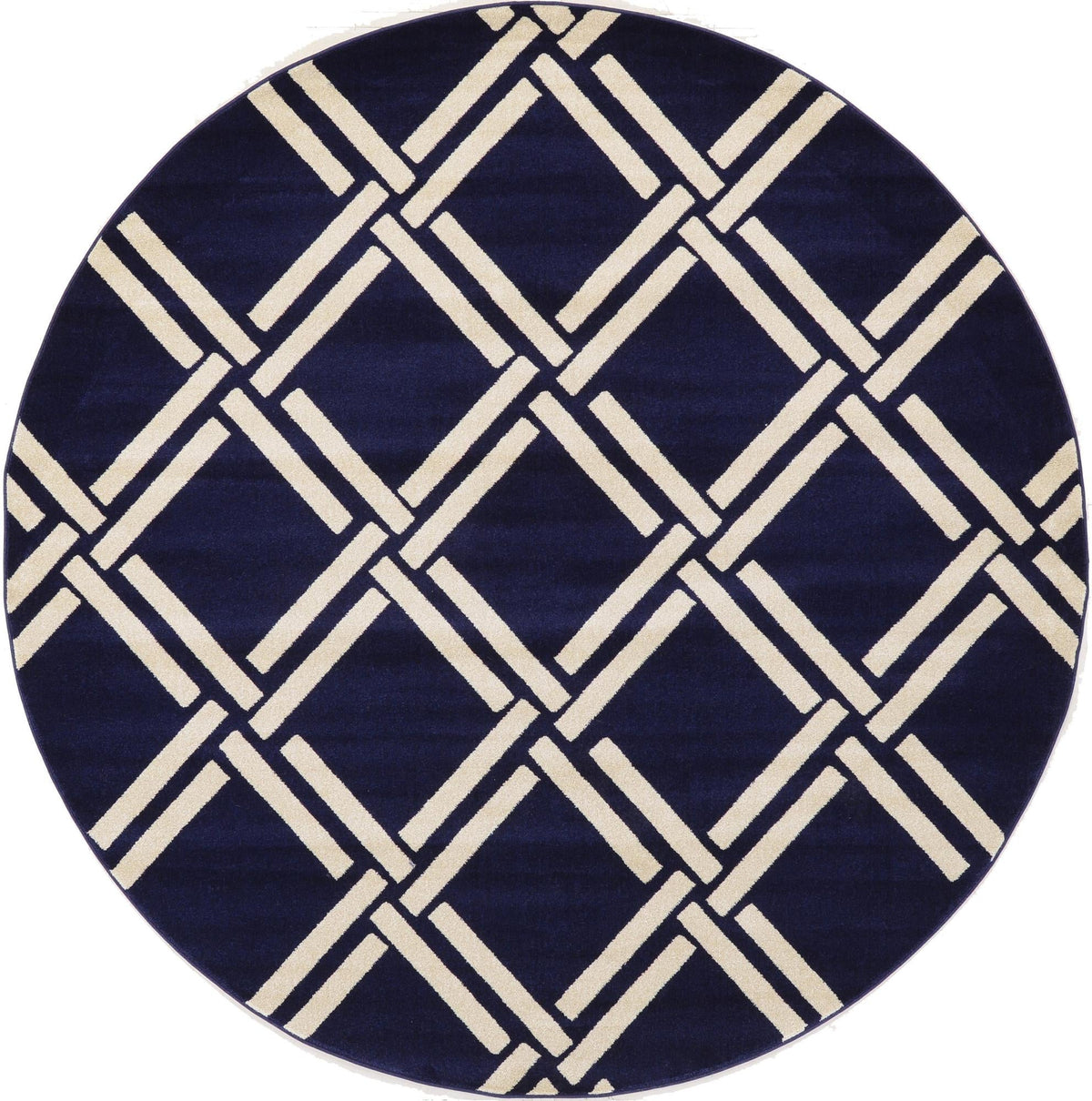 Lattice Gardens Collection Area Rug -  Gardenvale Round Navy Blue  lifestyle 36