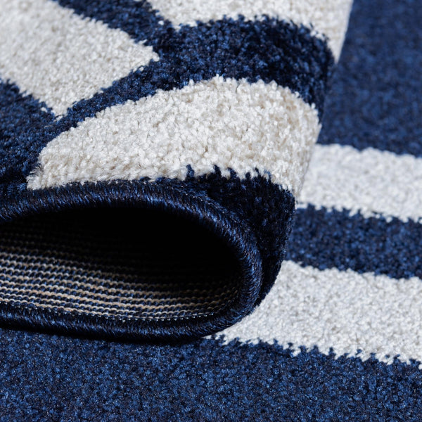 Lattice Gardens Collection Area Rug -  Gardenvale Round Navy Blue  lifestyle 44