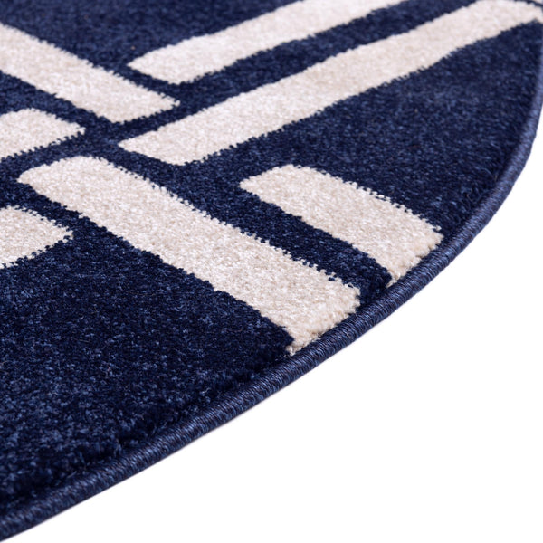 Lattice Gardens Collection Area Rug -  Gardenvale Round Navy Blue  lifestyle 48