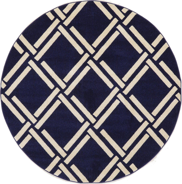 Lattice Gardens Collection Area Rug -  Gardenvale Round Navy Blue  lifestyle 31