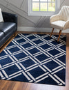 Lattice Gardens Collection Area Rug -  Gardenvale Rectangle Navy Blue  lifestyle 4