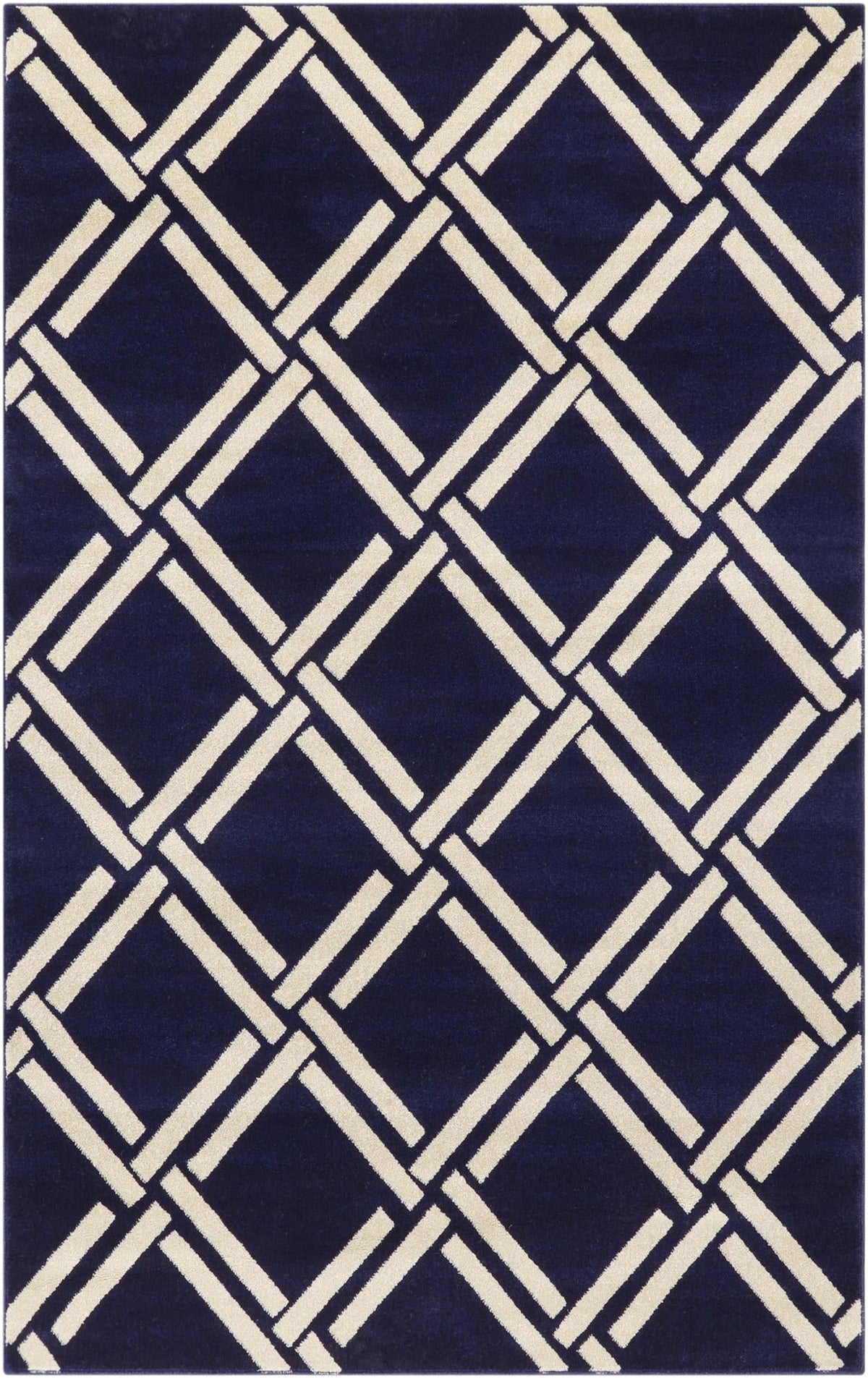 Lattice Gardens Collection Area Rug -  Gardenvale Rectangle Navy Blue  lifestyle 4