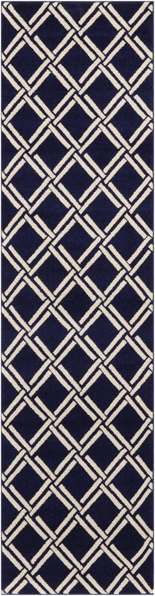 Lattice Gardens Collection Area Rug -  Gardenvale Runner Navy Blue  lifestyle 28
