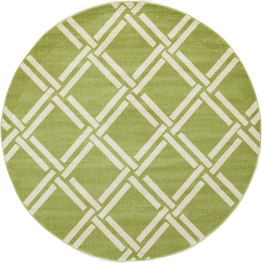 Lattice Gardens Collection Area Rug -  Hedgerow Round Green Main