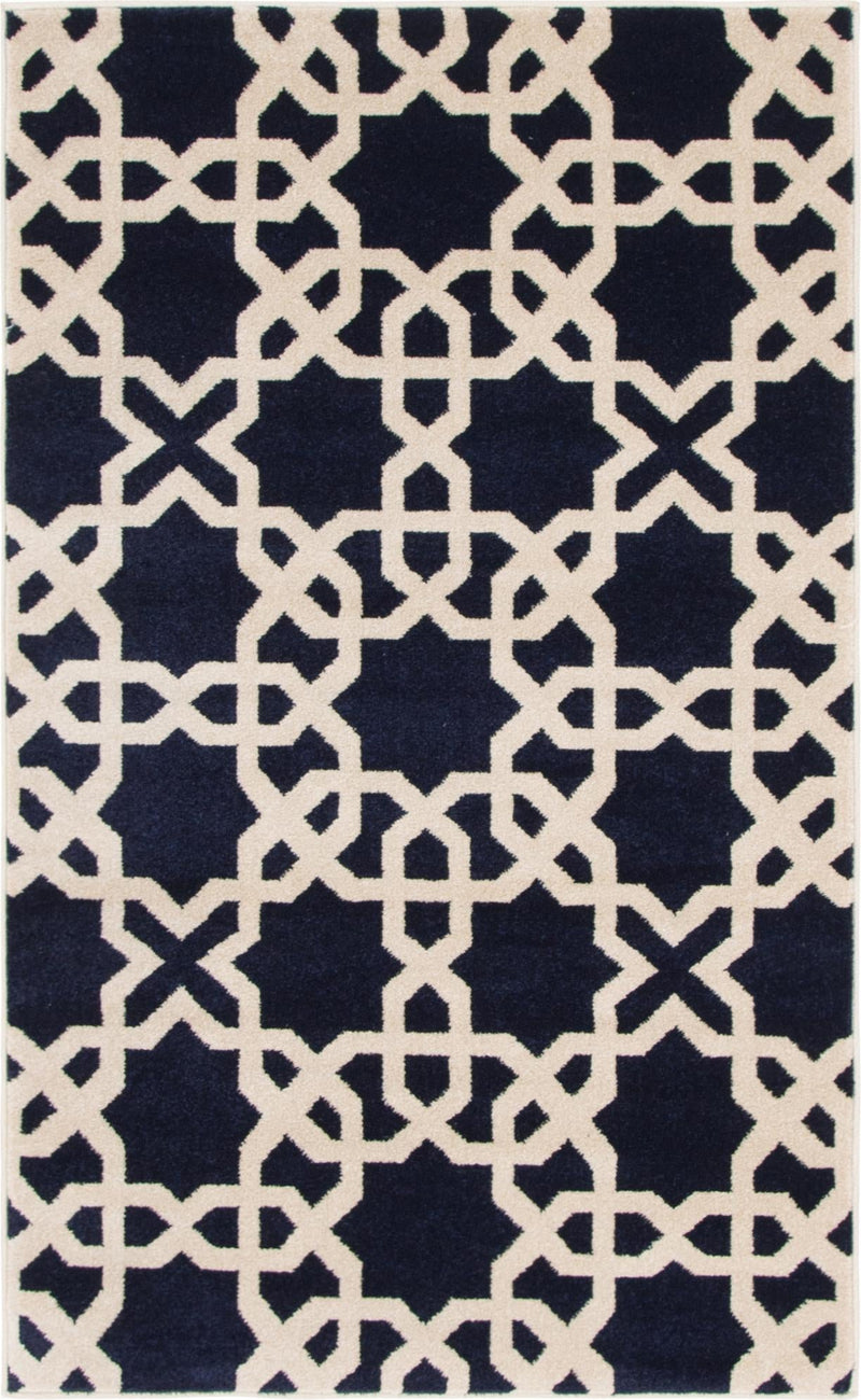Lattice Gardens Collection Area Rug -  Greenhedge Rectangle Navy Blue  lifestyle 8
