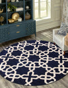 Lattice Gardens Collection Area Rug -  Greenhedge Round Navy Blue  lifestyle 63