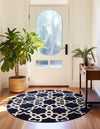 Lattice Gardens Collection Area Rug -  Greenhedge Round Navy Blue  lifestyle 75