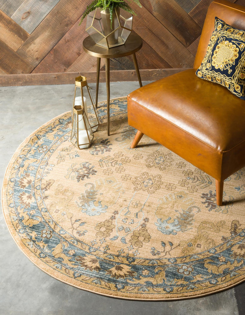 Chelsea Elegance Collection Area Rug -  Fitzrovia Round Tan  lifestyle 5