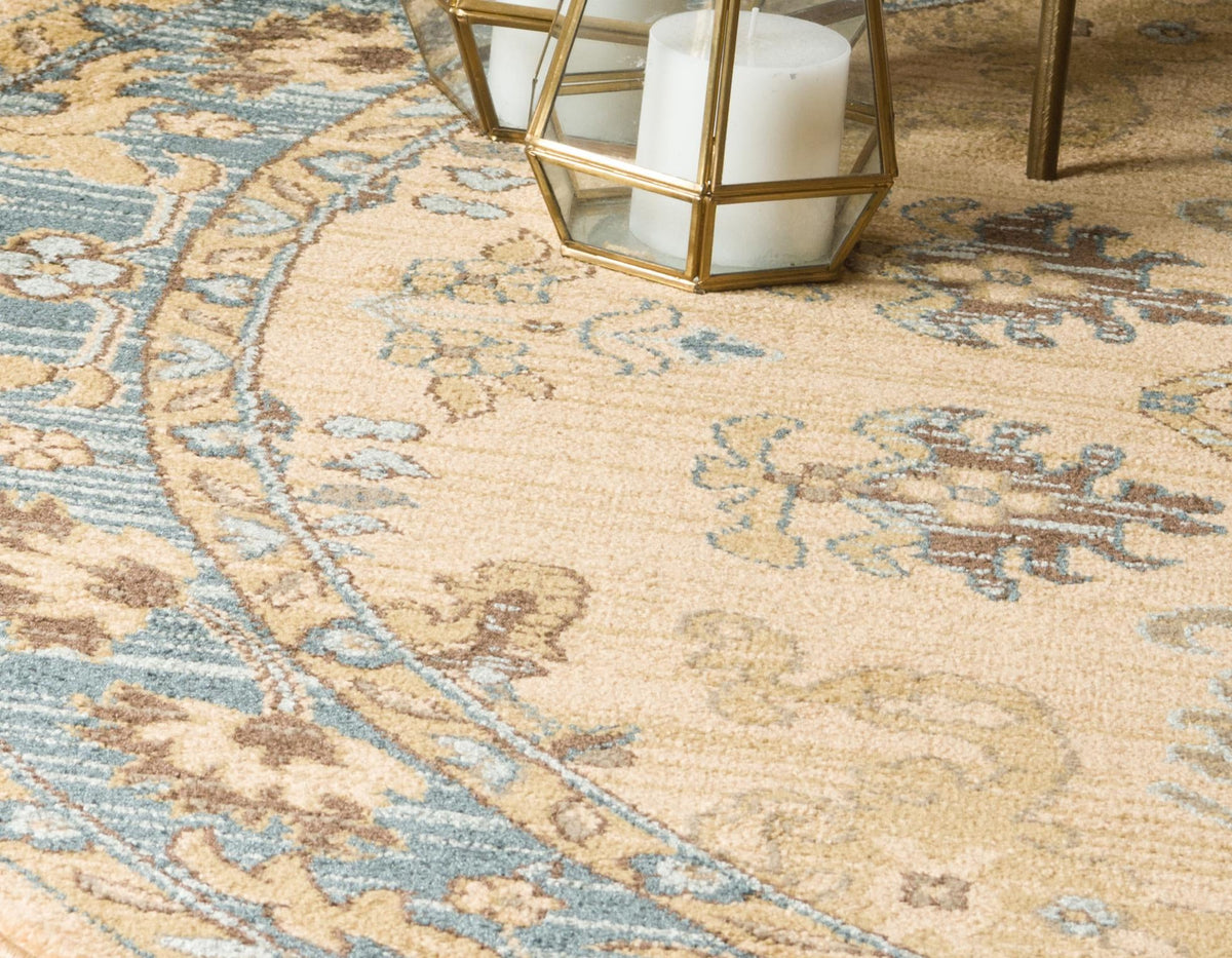 Chelsea Elegance Collection Area Rug -  Fitzrovia Round Tan  lifestyle 7