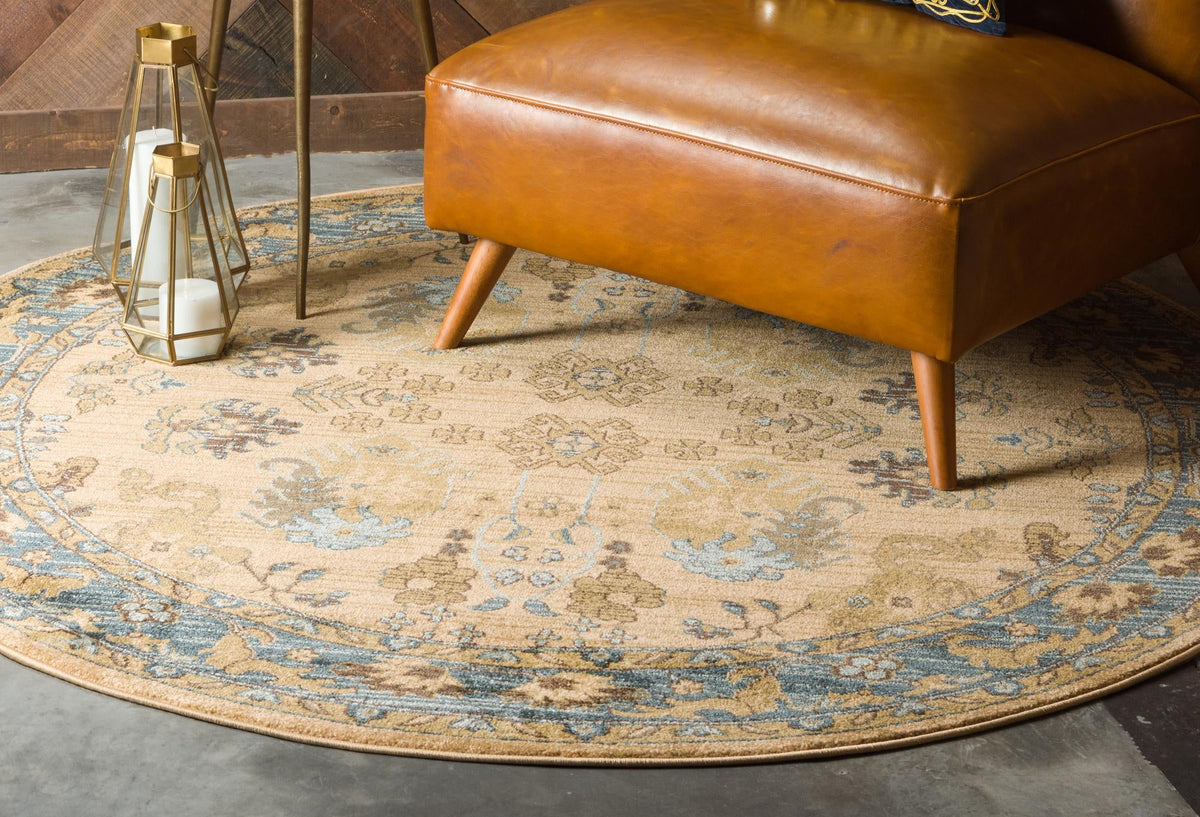 Chelsea Elegance Collection Area Rug -  Fitzrovia Round Tan  lifestyle 8