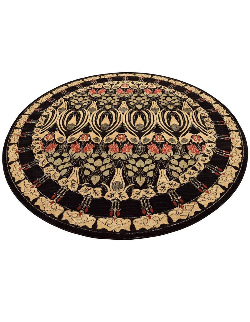 Chelsea Elegance Collection Area Rug -  Brompton (Black) Round Black  lifestyle 64