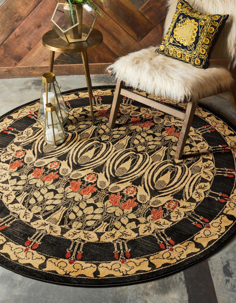 Chelsea Elegance Collection Area Rug -  Brompton (Black) Round Black  lifestyle 65